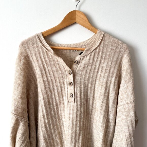 Free People Cream Ribbed Track Pants - Picture 9 of 15